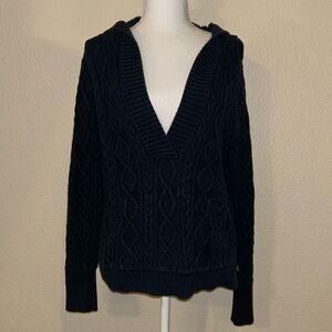 Ralph Lauren Polo Jeans Hooded Cable Knit Sweater sz L VINTAGE